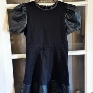 Scoop NYC | Dresses | Sleeve Pleated Black Faux Leather 7/8